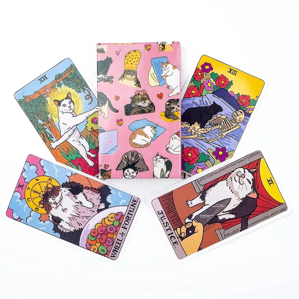 Original Cat Meme Tarot Deck 22 Major Arcana Funny Witchy Cat Kawaii Uwu Design Pink Cute Tarot for Entertainment