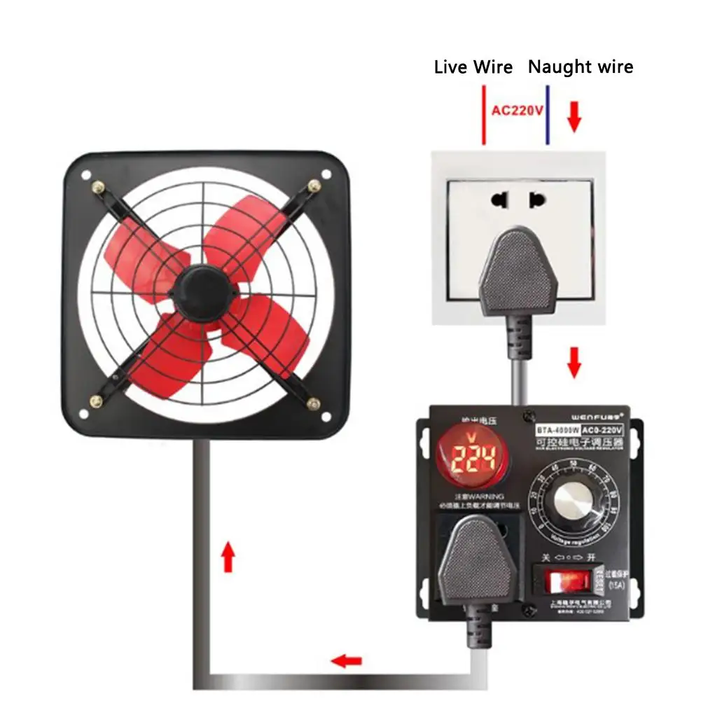 220v 4000w High-power Scr Voltage Regulator Motor/fan/electric Drill Speed Controller Governor Thermostat Voltage Controller