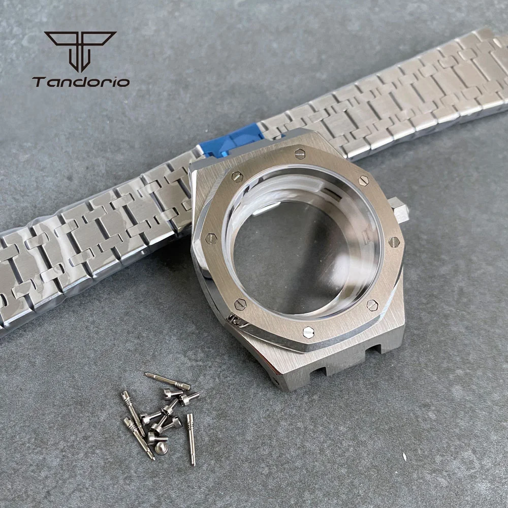 Stainless Steel Octagonal 42mm Automatic Watch Case Bracelet Transparent Back Sapphire Fit NH34 NH35 NH36 NH38 NH70 NH72 Movt