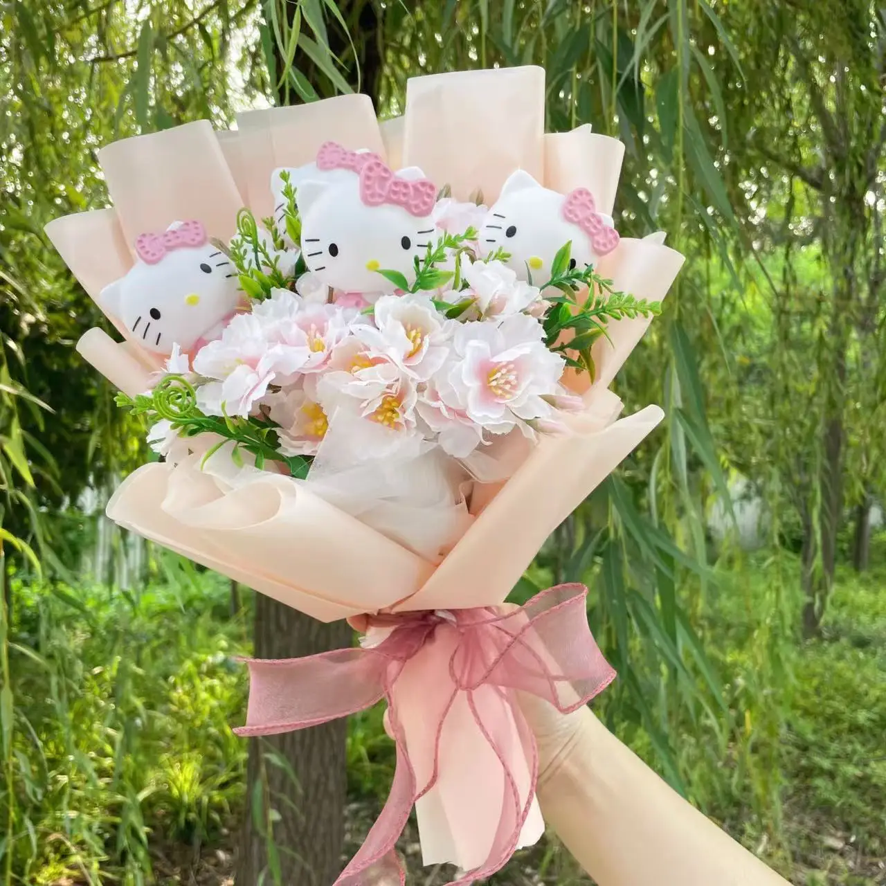 만화 헬로 키티 플러시 꽃다발 봉제 인형 장난감 어린이 장난감 박제 동물 크리스마스 발렌타인 졸업 생일 선물