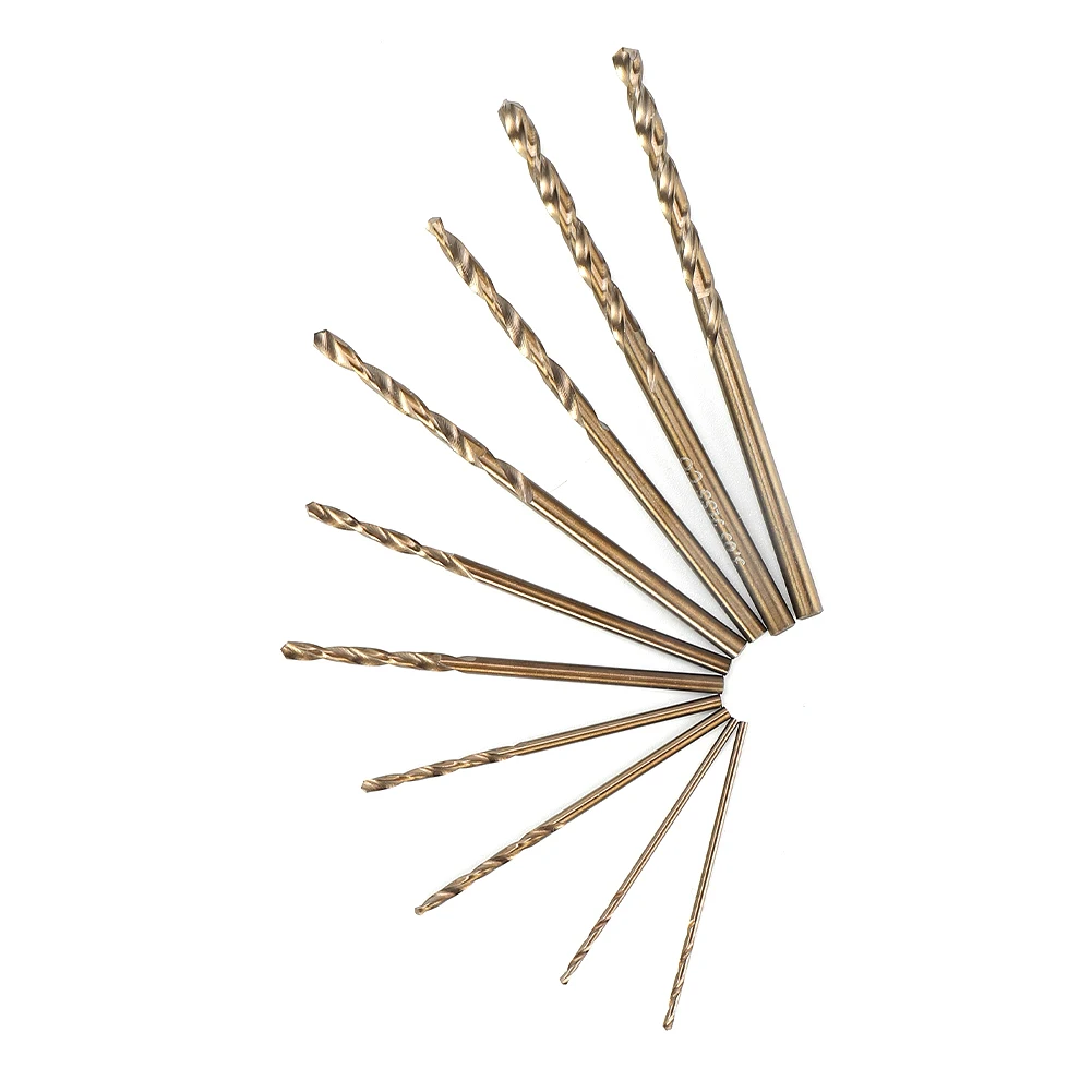 

10PC Cobalt Drill Bit HSS M35 1-3mm Round Shank For Stainless Steel Iron Aluminum Punching Metalworking Electric Drill Tools