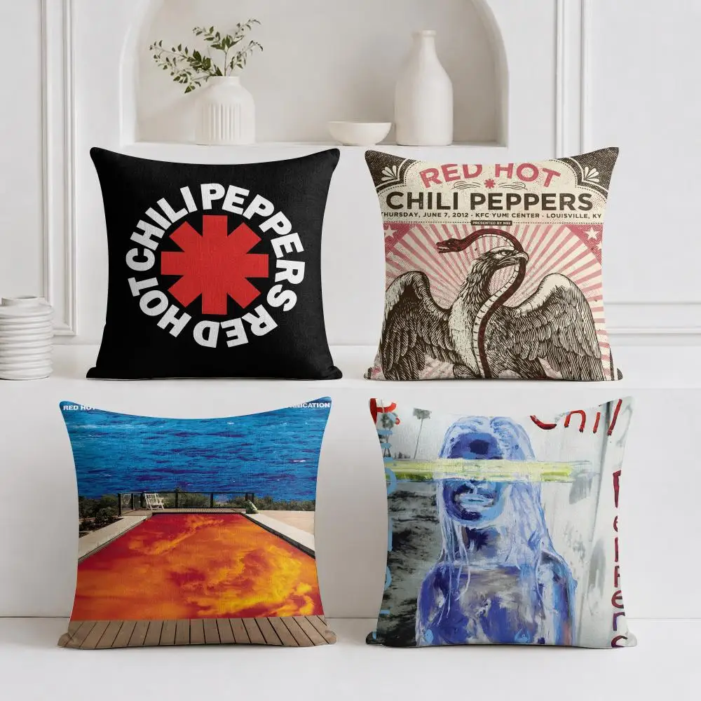R-Red Hot C-Chili Peppers Cushion Cover Organic Linen Square Pillow Case Durable Non-Allergenic And Kind To Skin