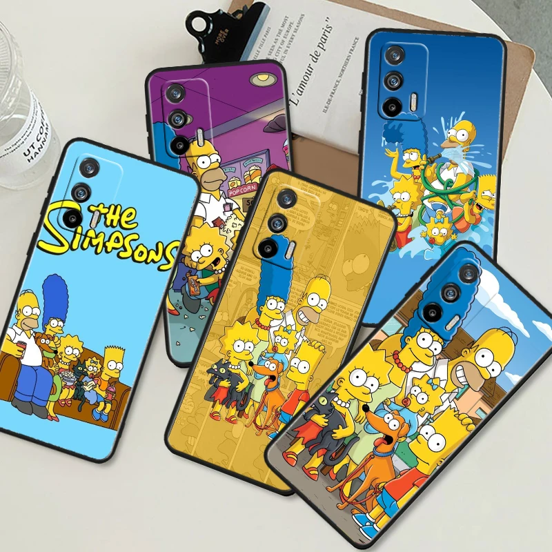 Disney The S-simpsons Black Phone Case For OPPO Realme 10 C2 3 11 20 21 31 30 33 35 55 X2 GT Pro Plus Master Shell Cover Capa