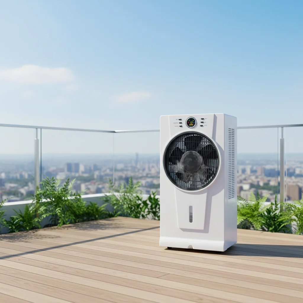 Electric Cooling Mist Fan with Humidifier Function Remote Control 2.5L Water Tank-Outdoor Use