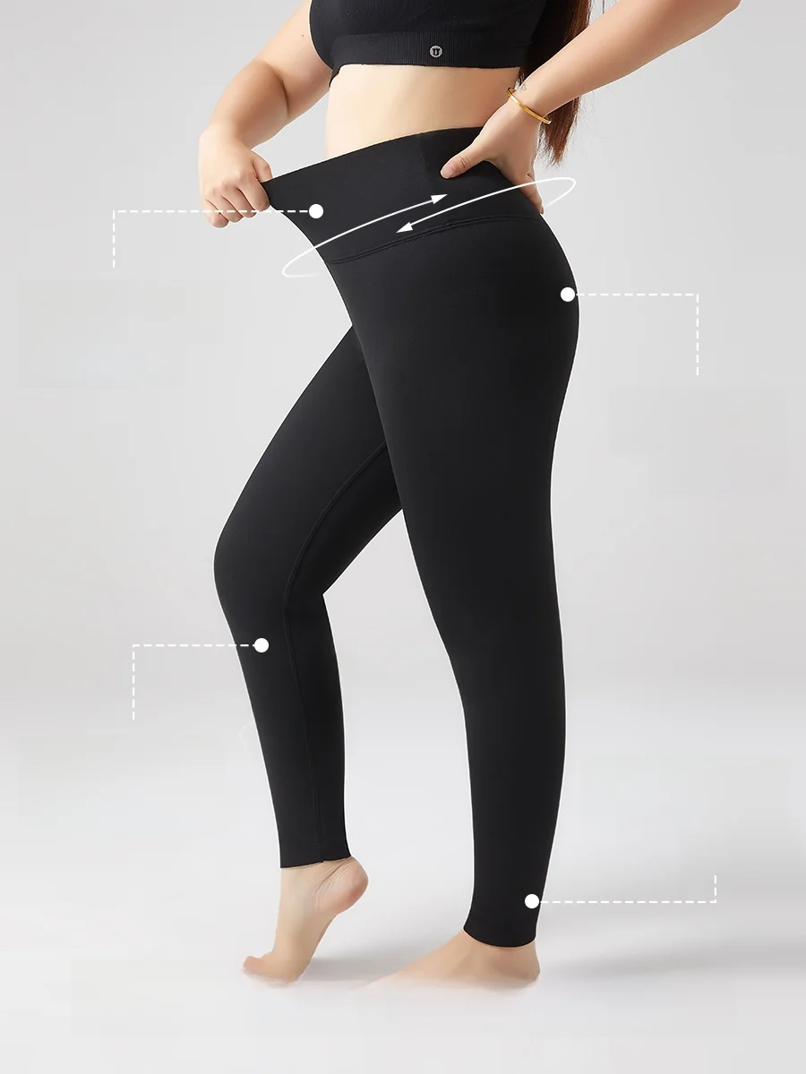 マットヨガパンツ、プラスサイズ、ハイウエスト、アールスキンアウターウェア、暖かいお腹コントロール、秋と冬用、ヒップアップ、女性用ファス...