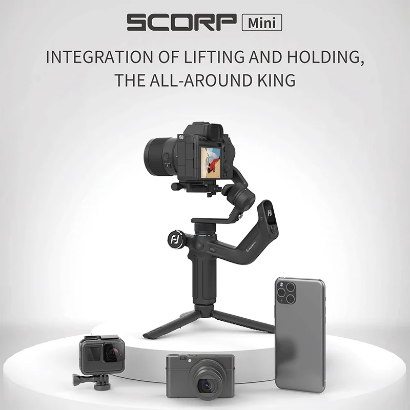 FeiyuTech 2022 New SCORP Mini All-in-One Gimbal Stabilizer 3-Axis Handheld for Gopro 9 10 Smartphone Mirrorless Action Camera