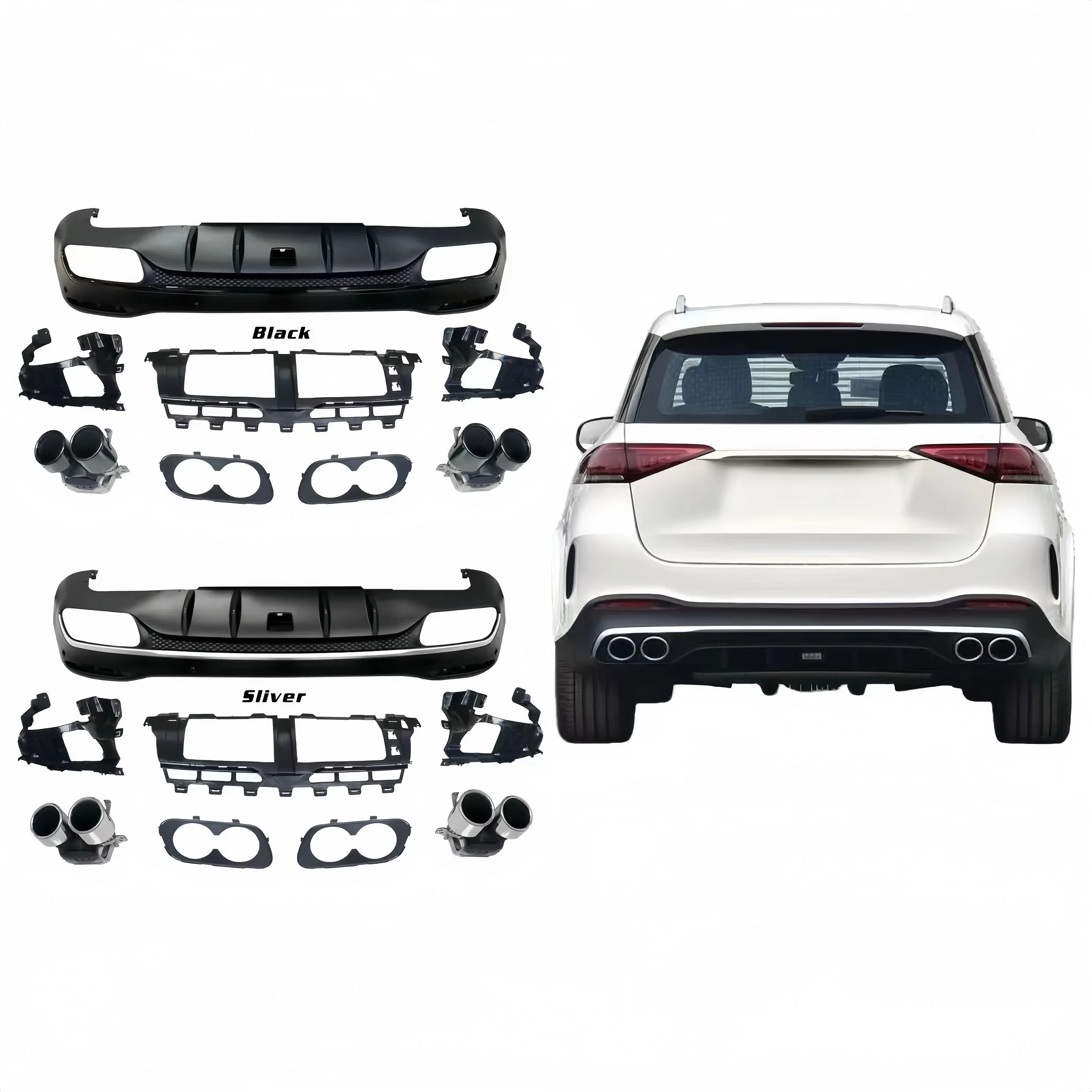 

Dream Garage GLE53 Rear Diffuser With Exhaust Tip For GLE Class W167 Upgrade To GLE53 Style Rear Lip With Exhaust