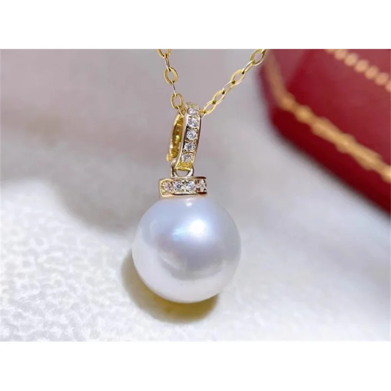 HUGE AAAAA Round  11-12mm natural AKOYA white pearl Pendant necklace 925S