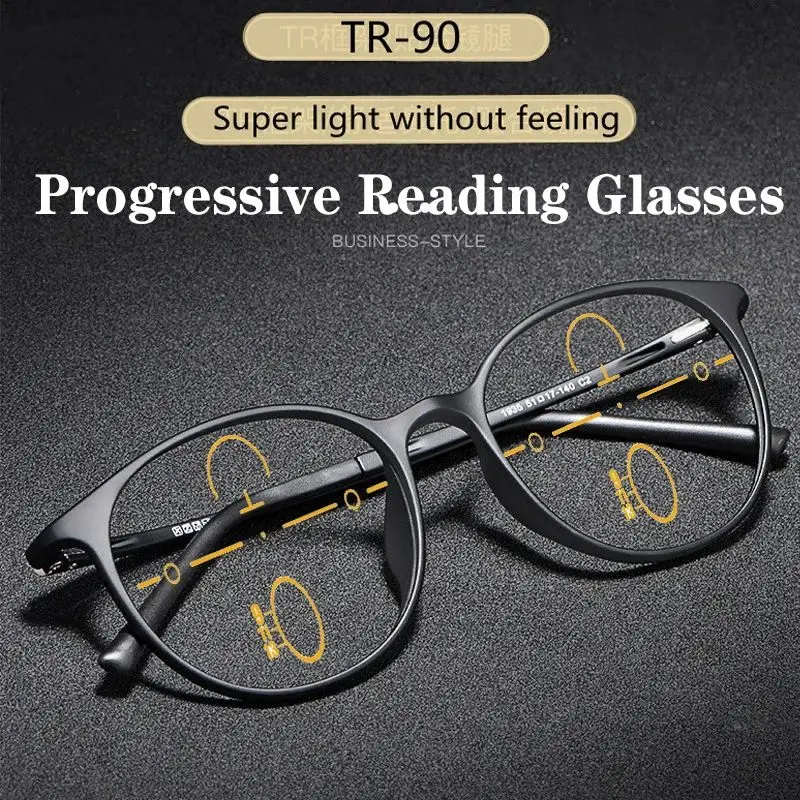 Ultraleichte TR90 Runde Fassung Progressive Multifokal-Lesebrille für Männer und Frauen Anti-Blaulicht Alterssichtbrille Runde Brillenfassung – Detail 2