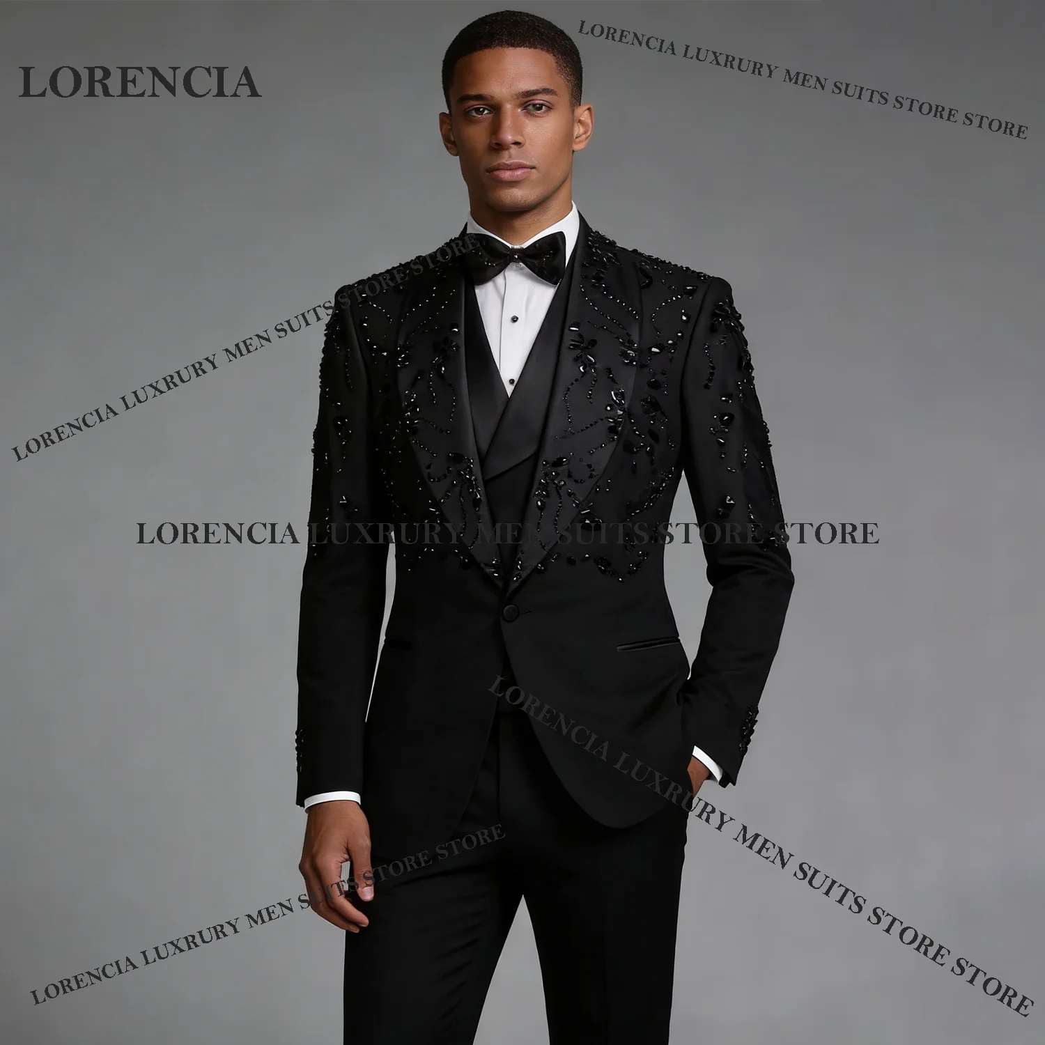 

Элитный мужской костюм-двойка на заказ с блестящими камнями, свадебный смокинг с кристаллами, пиджак для жениха, приталенный крой, Ropa Hombre