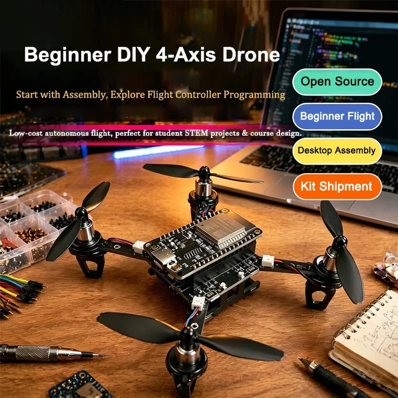 ESP32 Open-Source Mini Drone Complete Kit, DIY Self-Assemble Quadcopter Multirotor Parts Pack for Makers