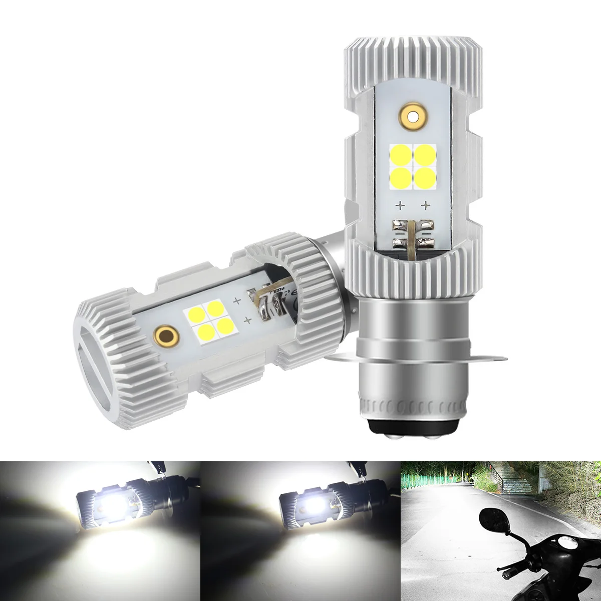1x High Bright P15D LED Headlight Motor 6000K White Lamp LED Motorcycle 12V Motor Bulb For Yamaha Raptor 700 700R Honda TRX450R