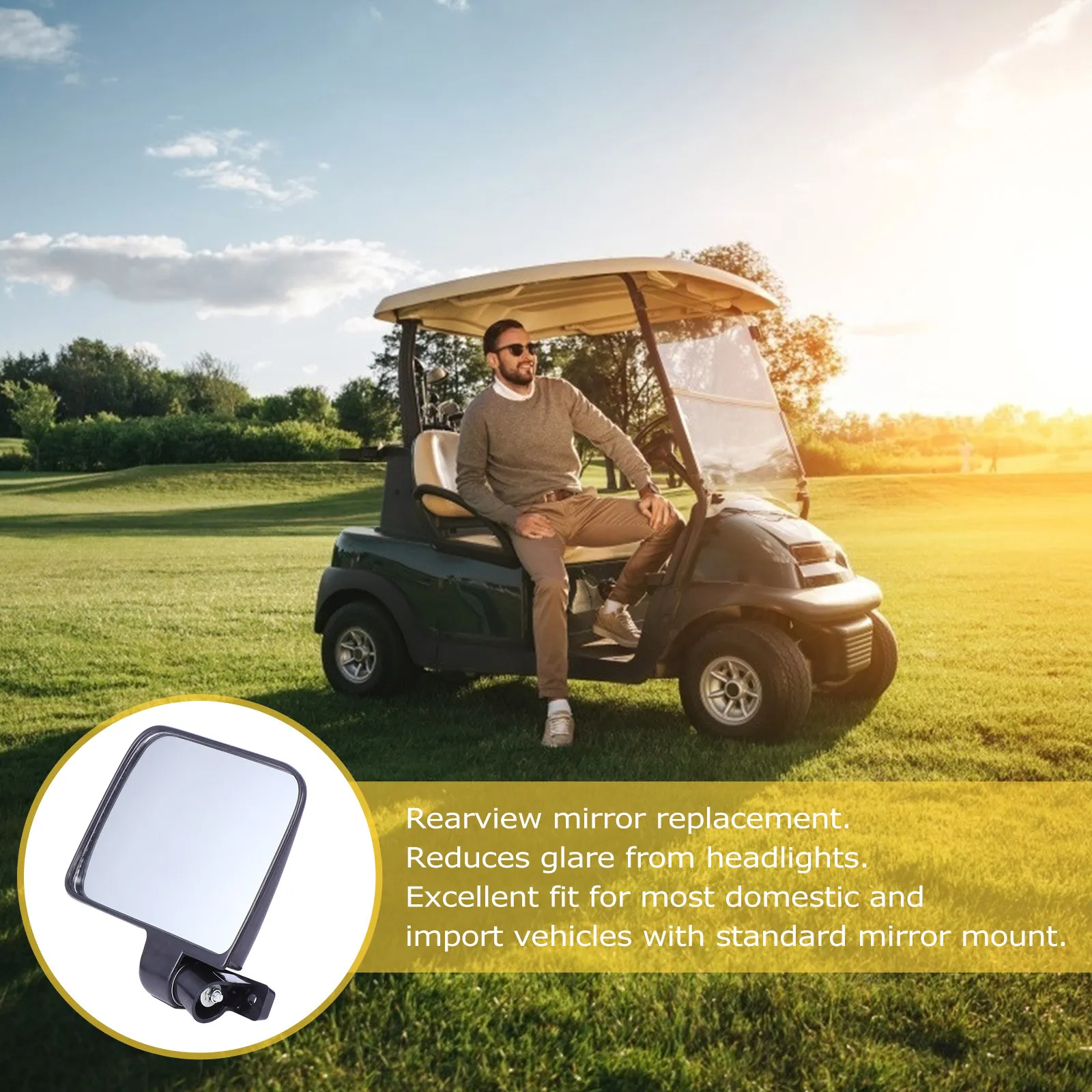 2Pcs Golf Cart Rearview Mirror Wide Angle Adjustable Shatterproof Blind Spot Mirror for Improved Parking and Backing Safety