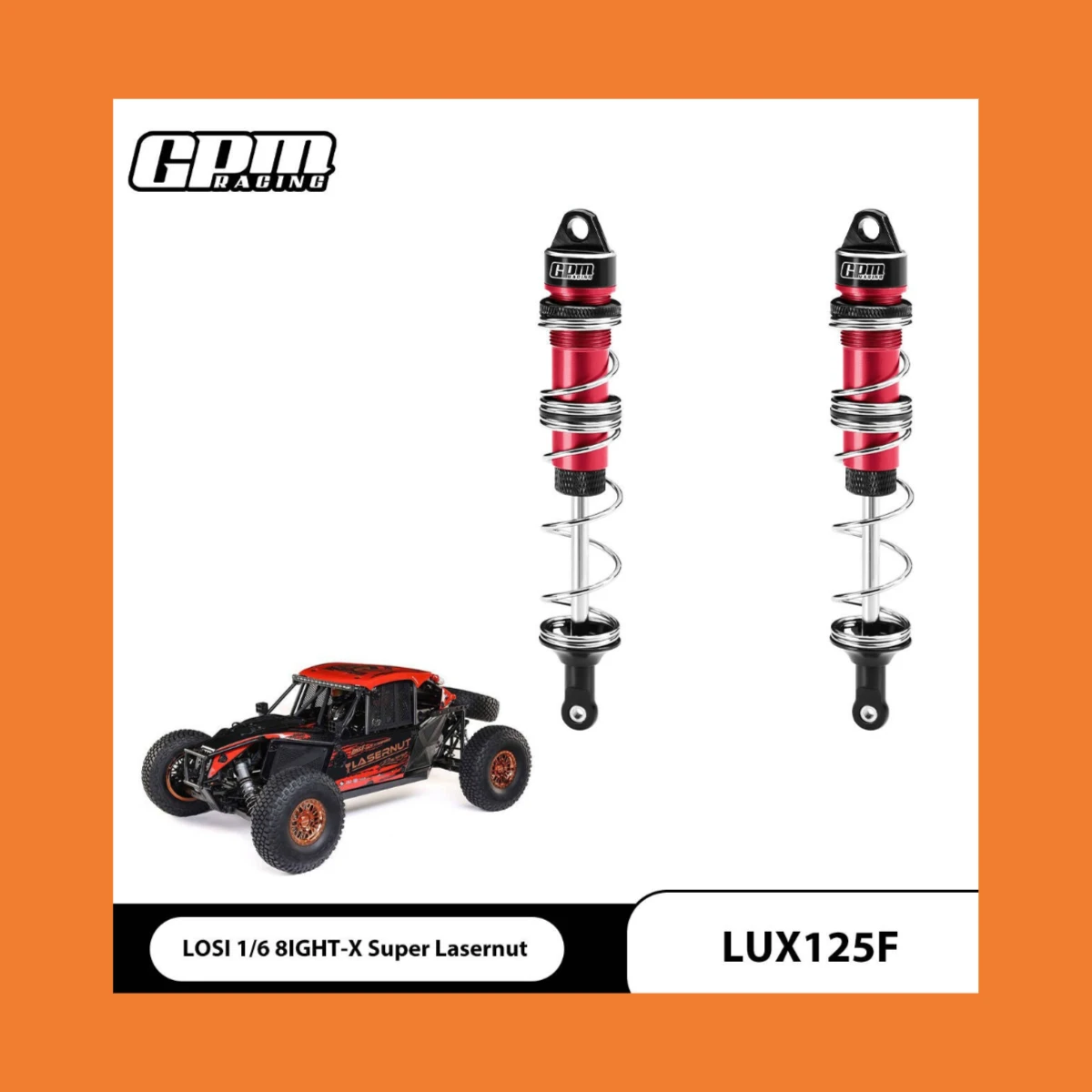GPM 6061-T6 ALLOY FRONT DOUBLE SECTION SPRING SHOCK 125MM FOR LOSI 1/6 8IGHT-X SUPER LASERNUT
