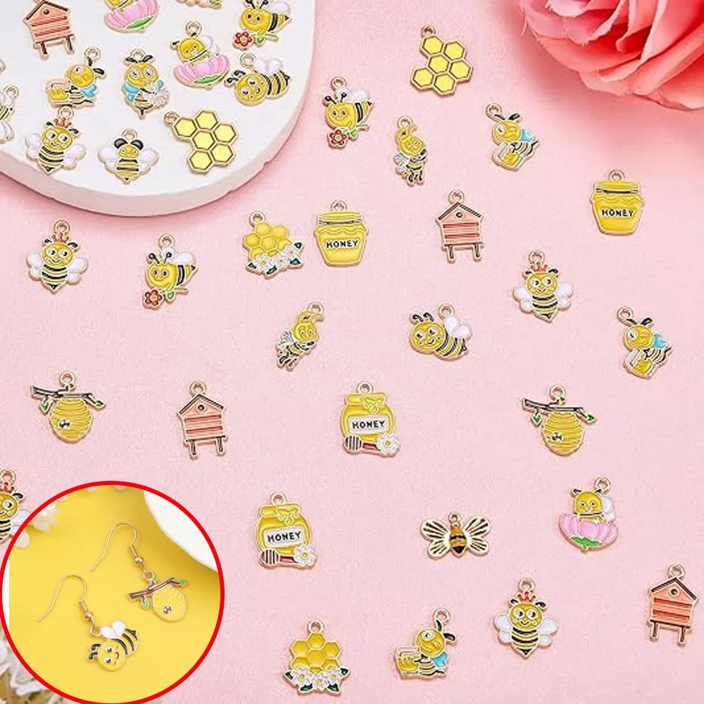 5/15/20pcs Multi-color Bee Shaped Pendant, Used for DIY Bracelets, Earrings, Jewelry Making, Graduation Season Gift Accessories