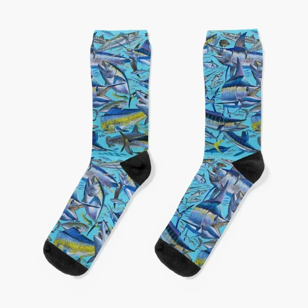 

Offshore Gamefish Collage Socks christmas gift New year's snow Socks Woman Men's