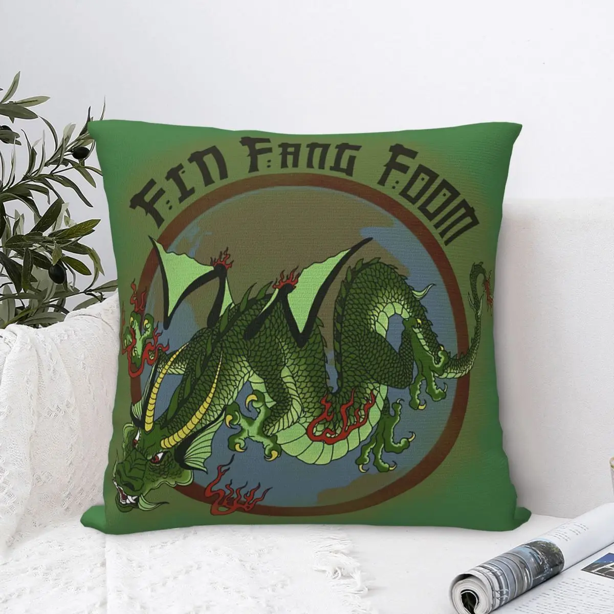 Fin Fang Foom Dargon Throw Pillow Case Tattoos Art Backpack Hugpillow Case DIY Printed Soft For Sofa Decor