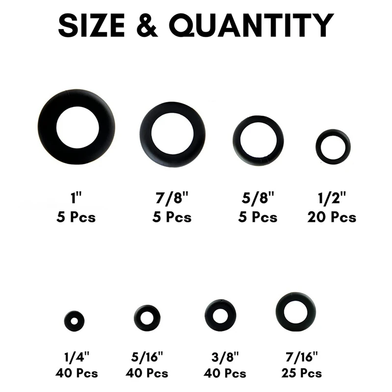 180 kit passacavo In gomma In 8 dimensioni-passanti In gomma, adatti per cablaggi, impianti idraulici, riparazioni Hardware e riparazioni auto