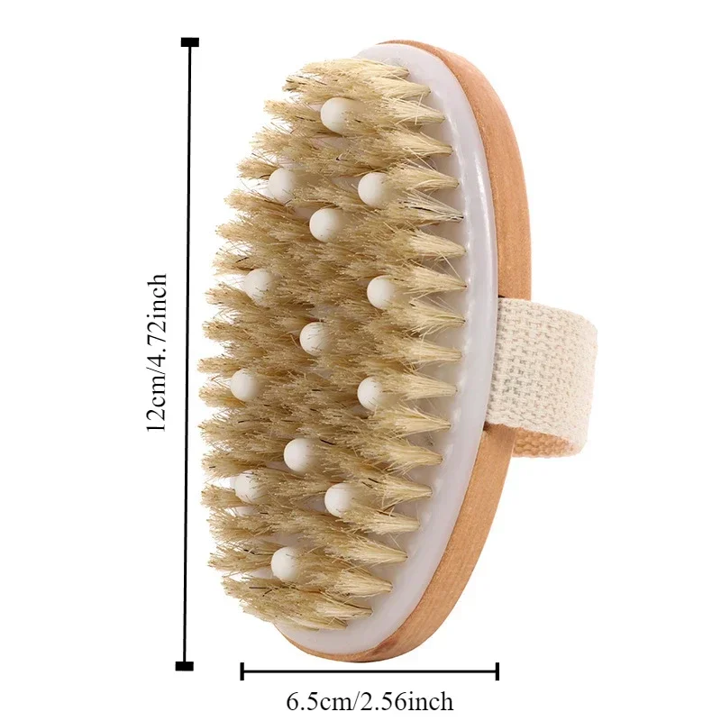 1pc Shower Brush Handheld Portable Wooden Bristle Brush Exfoliating Massage Rubbing Soft SPA Brush Shower Massager Bath gloves