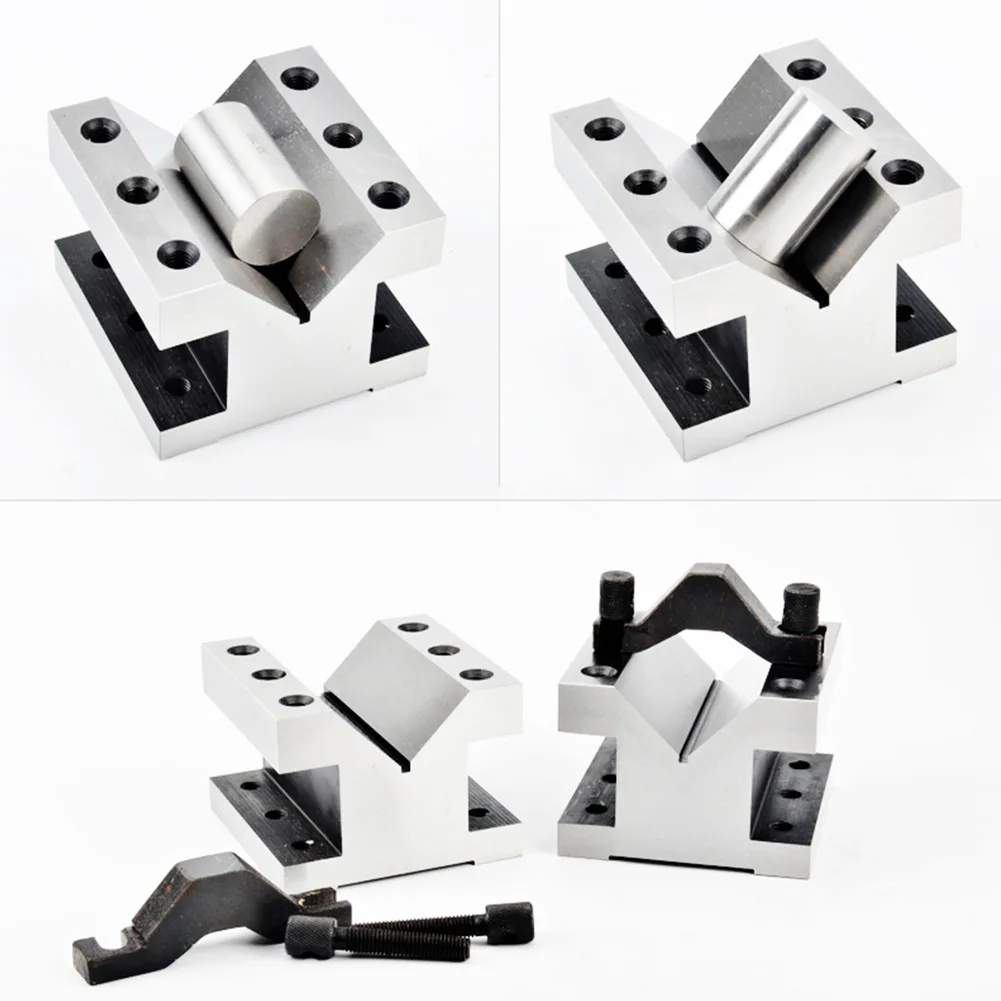 Clamp V-shaped Block With Clamp 2pcs 35x35x30mm 90 ° Grounding Hardened Steel Matching Measure Milling Machine