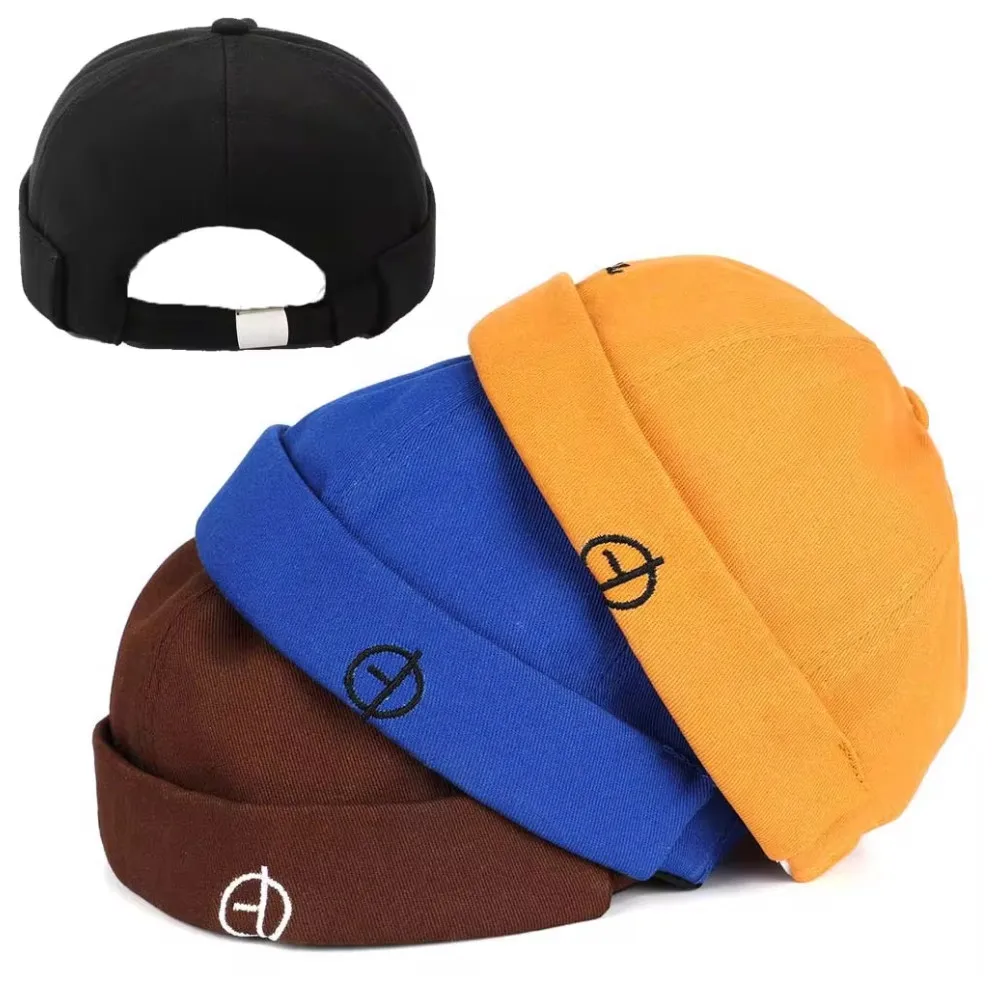 Fashion Men Cotton Docker Cap Skullcap Retro Brimless Hip Hop Hats Multipurpos Portable Solid Color Adjustable Soft Top Hats