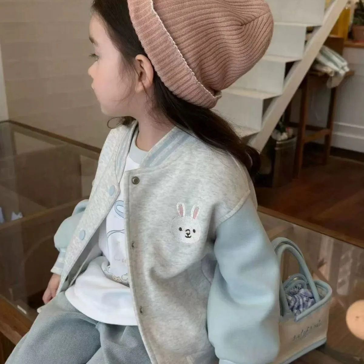 

Girls Spring Autumn Baseball Jacket Kids Casual Long Sleeve Tops Toddler Fashion Outerwear