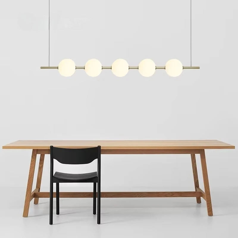 

Minimalist Creative Art One Word Light Luxury High-end Dining Table Long Strip To Create Restaurant Lamp Chandelier