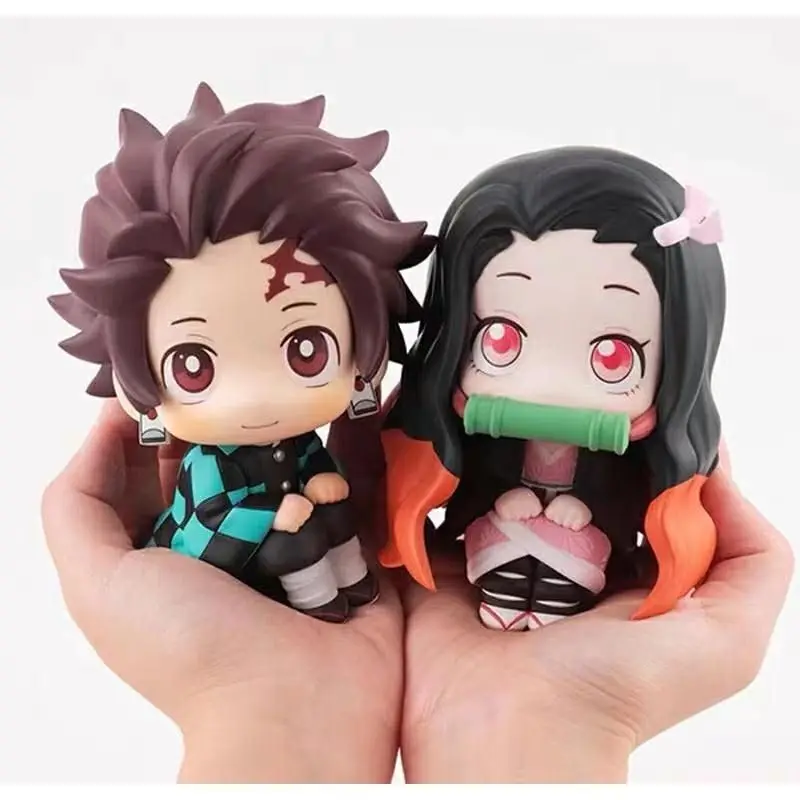 

Super Kawaii Demon Slayer Chibi Sitting Figures - Tanjiro Nezuko - Cute Anime Desktop Car Decor Dolls Collectible Gift