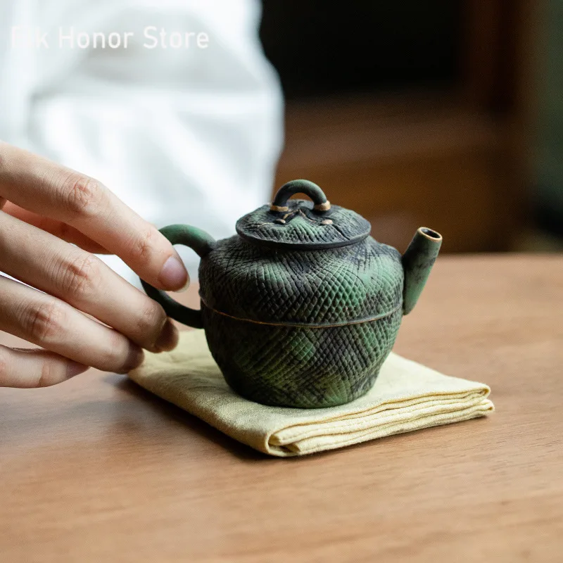 110ml Japanese Powder Yin Light Green Teapot Zen Old Rock Mud Pot Tea Soaking Kettle Chinese Tea Tea Services Supplies Ornaments