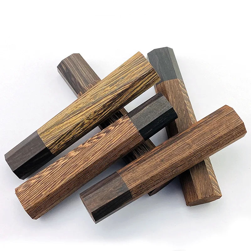 Stabilized Wenge Wood Handle - Hand-Polished Zebra Grain for Knives/Tools/Crafts