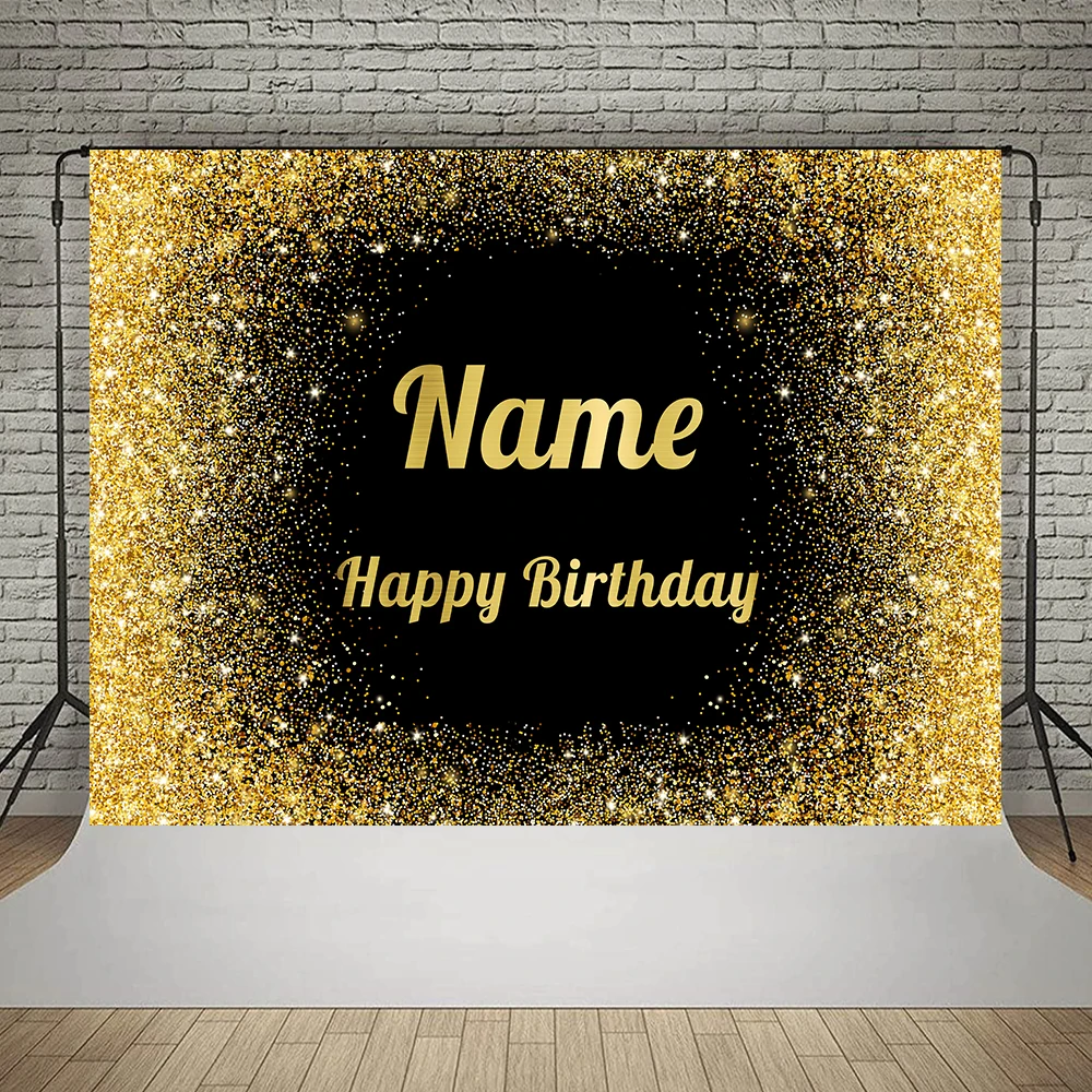 Custom Name Gold Silver Glitter Birthday Party Banner Backgrounds Baby Shower Child DIY Photography Backdrops Photo Studio Props