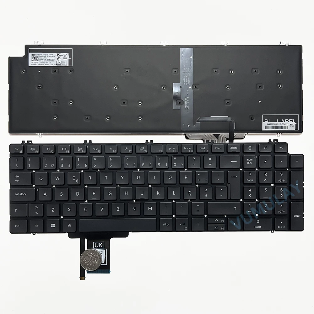 Keyboard Backlit Portugis untuk DELL Presisi 7550 7760 7750 7760 PORT PORT PORT SG-A2710-2PA SN4292BL 0MH9MJ