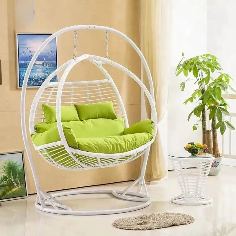 Stylish Modern PE Wicker Hanging Swing Sofa Double Rattan Hammock Seat Waterproof Furniture for Patio Porch Garden Backyard
