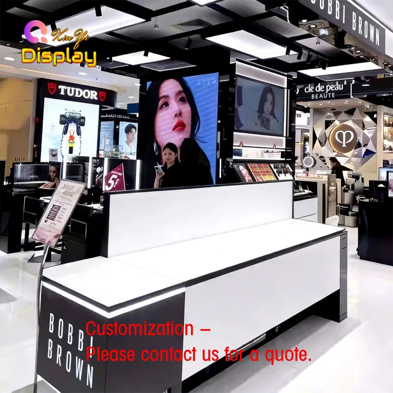 custom.Custom Cosmetic Display Rack with LED Lighting Stainless Steel Modern Design Cosmetic Shops-ODM OEM Serv