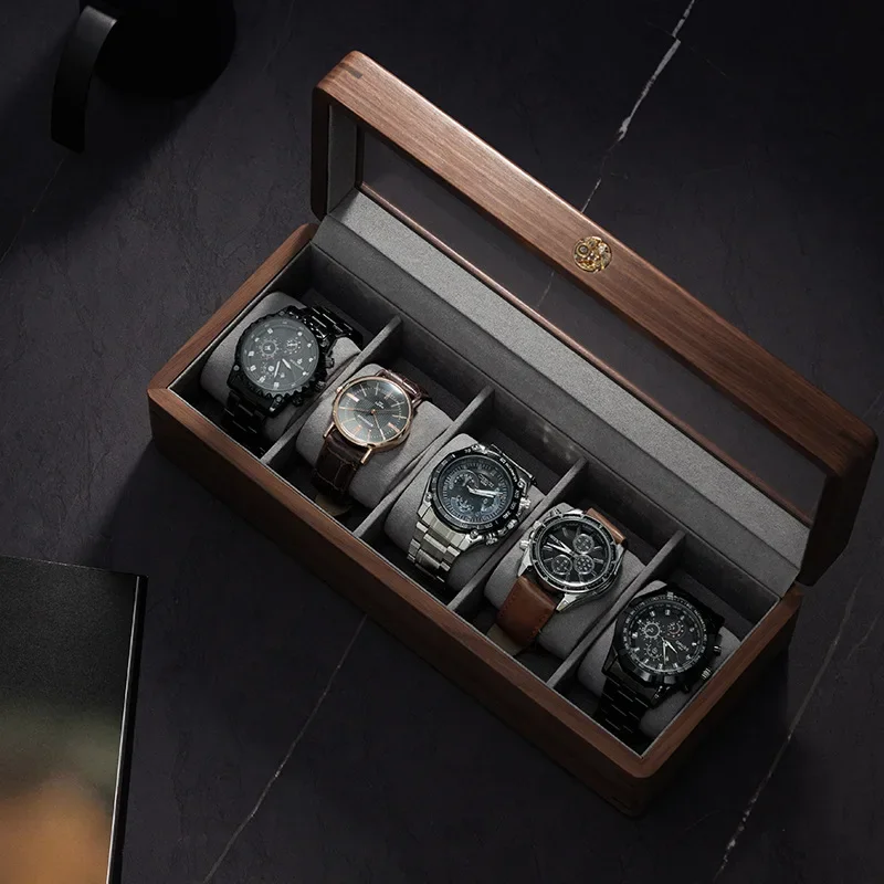 Solid Wood Watch Box Storage Case Transparent Skylight Watch Box Organizer for Men Mechanical Wrist Watches Display Collection