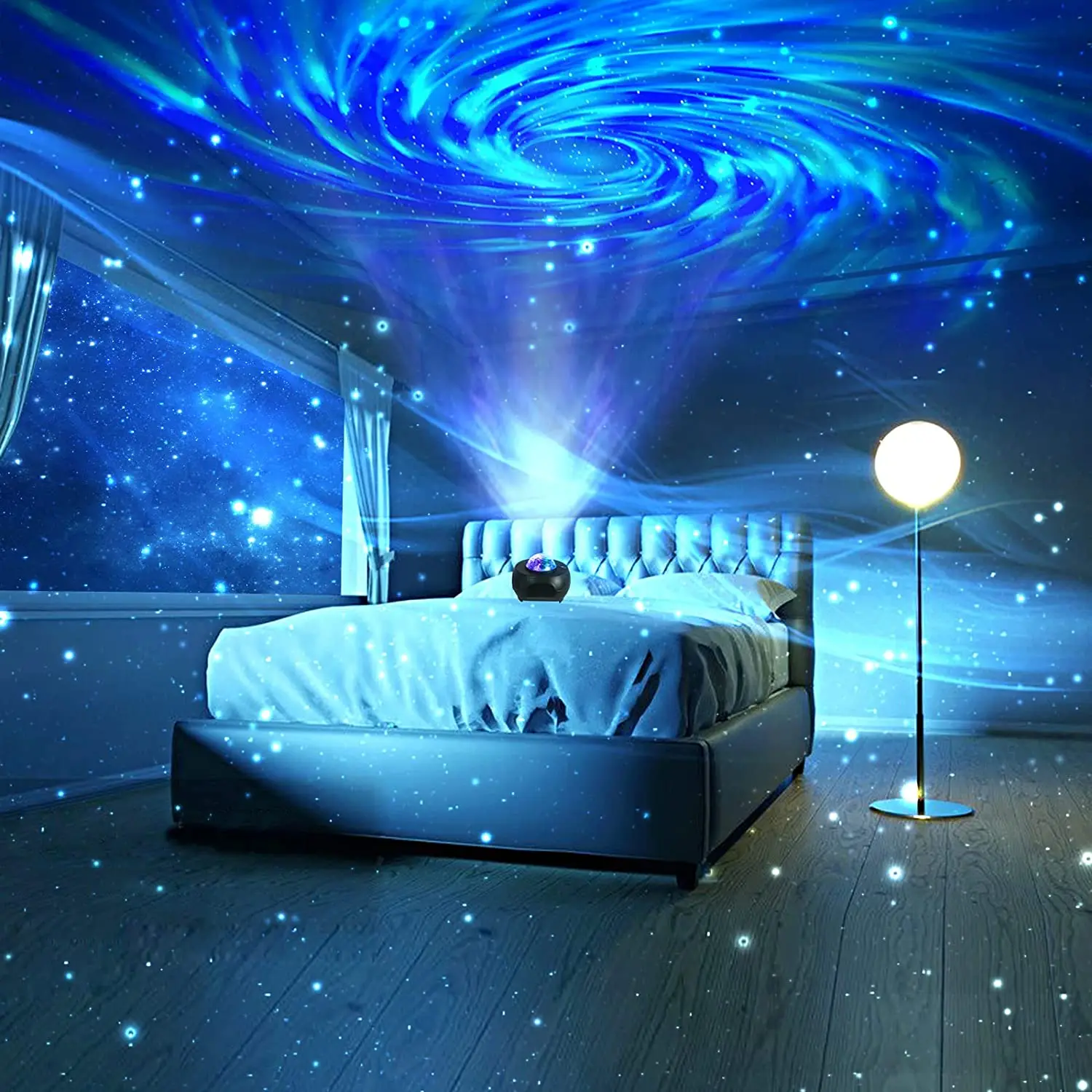 Lampu Atmosfer Bluetooth Xuanhui APP Starry Sky Light Natal Ulang Tahun Hadiah Kreatif LED Berputar Mimpi Lautan Langit Penuh
