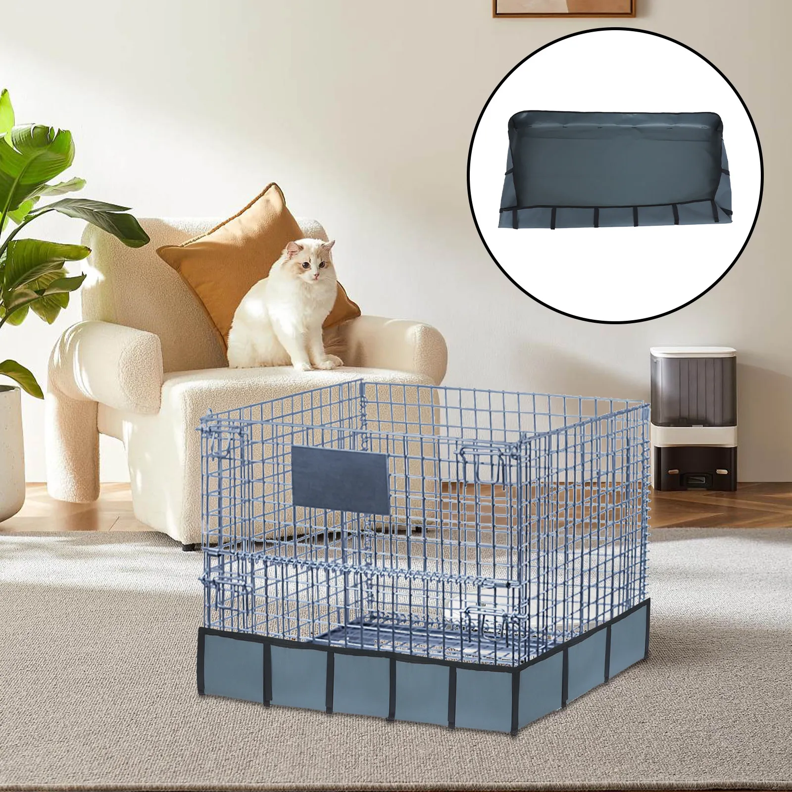グレーの豚小屋用ライナー。防水性があり、洗濯可能。厚手のパッド入りで滑り止め加工が施されており、小型動物（ウサギ、ハリネズミなど）の小屋の底に敷くのに最適。