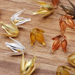 100pcs 13mm Flowers Filigree Beads Caps Petal End Spacer Charms Pendants Bead Caps for DIY Jewelry Making Accessories Wholesale