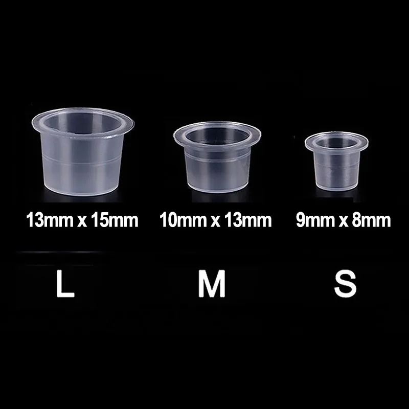 100pc S/M/L Plastic Microblading Disposable Tattoo Ink Cups Permanent Pigment Clear Container Cap Tattoo Accessory WSPJ04