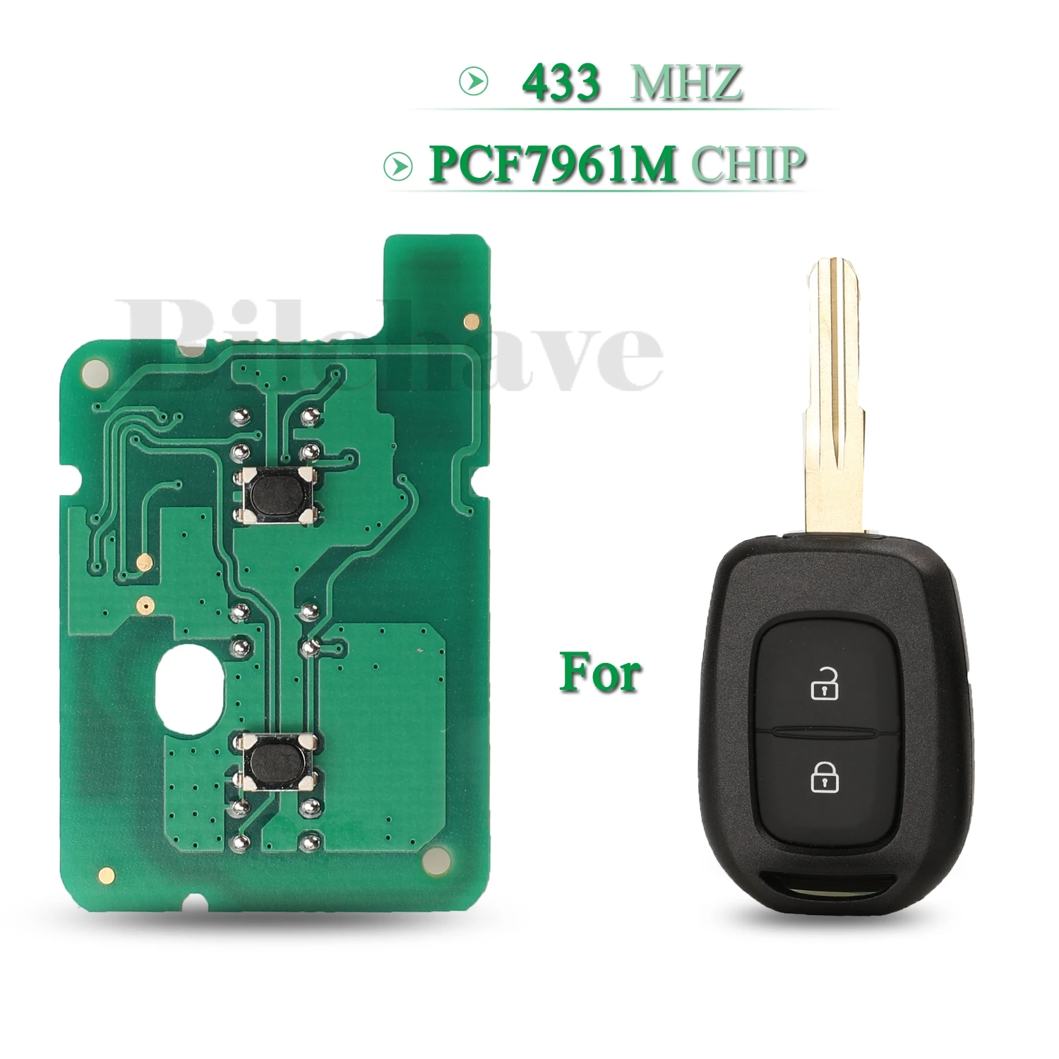 

jingyuqin 10pcs For Renault Sandero Dacia Logan Lodgy Dokker Duster FOB 433Mhz PCF7961M Chip Remote Car Key Circuit Board