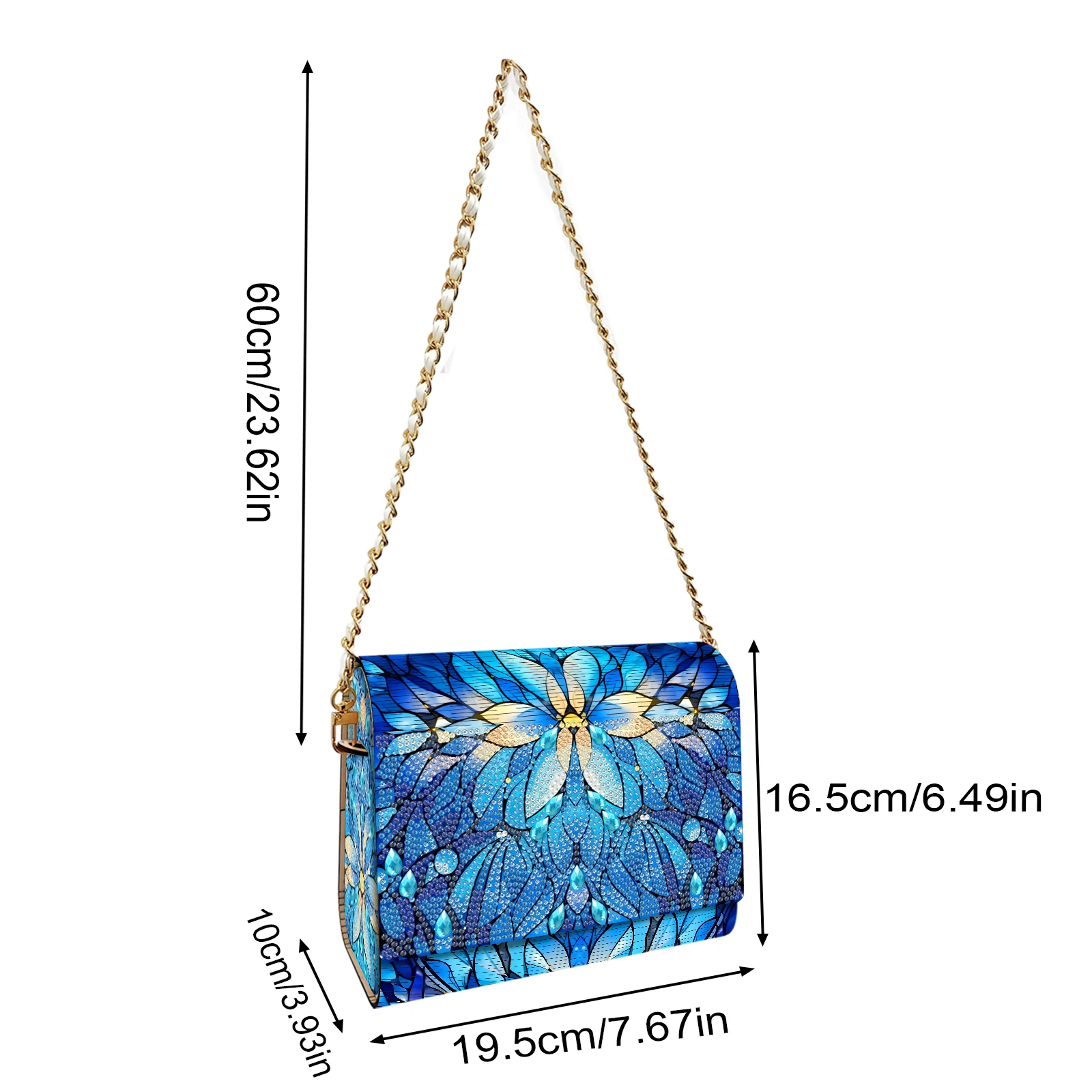 

DIY Mandala Diamond Art Wooden Pouch with Chain 5D Diamond Painting Purse (B)