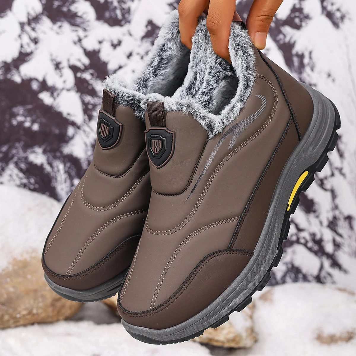 

2025 Winter New Men's Casual Cotton Shoes with Fleece for Cold Weather Anti-Slip and Durable Free Shipping Men's Shoes