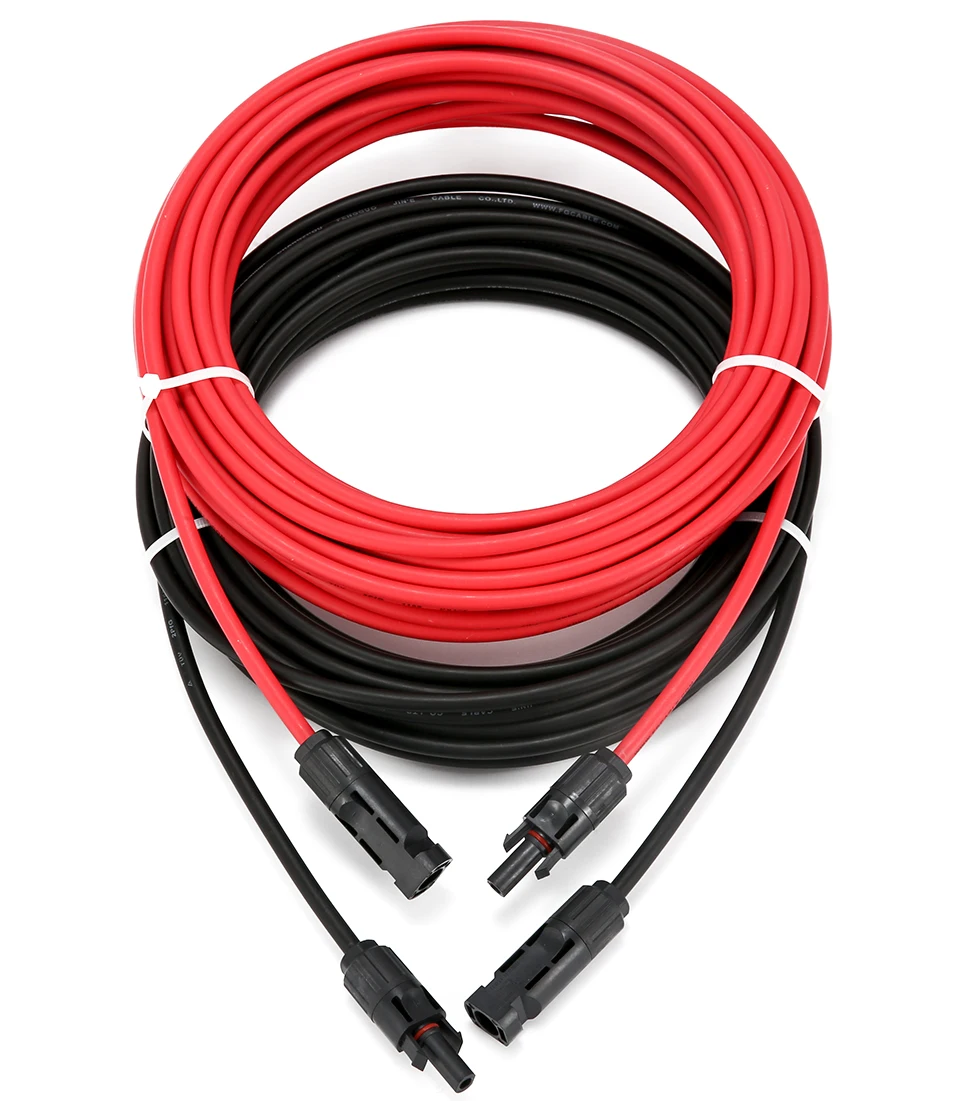 XIONGISOLAR Solar PV Cable Wire Black+Red 2.5/4/6mm2 with Male and Female Extension Cord US Plug 10/12/14 AWG Solar PV Wires