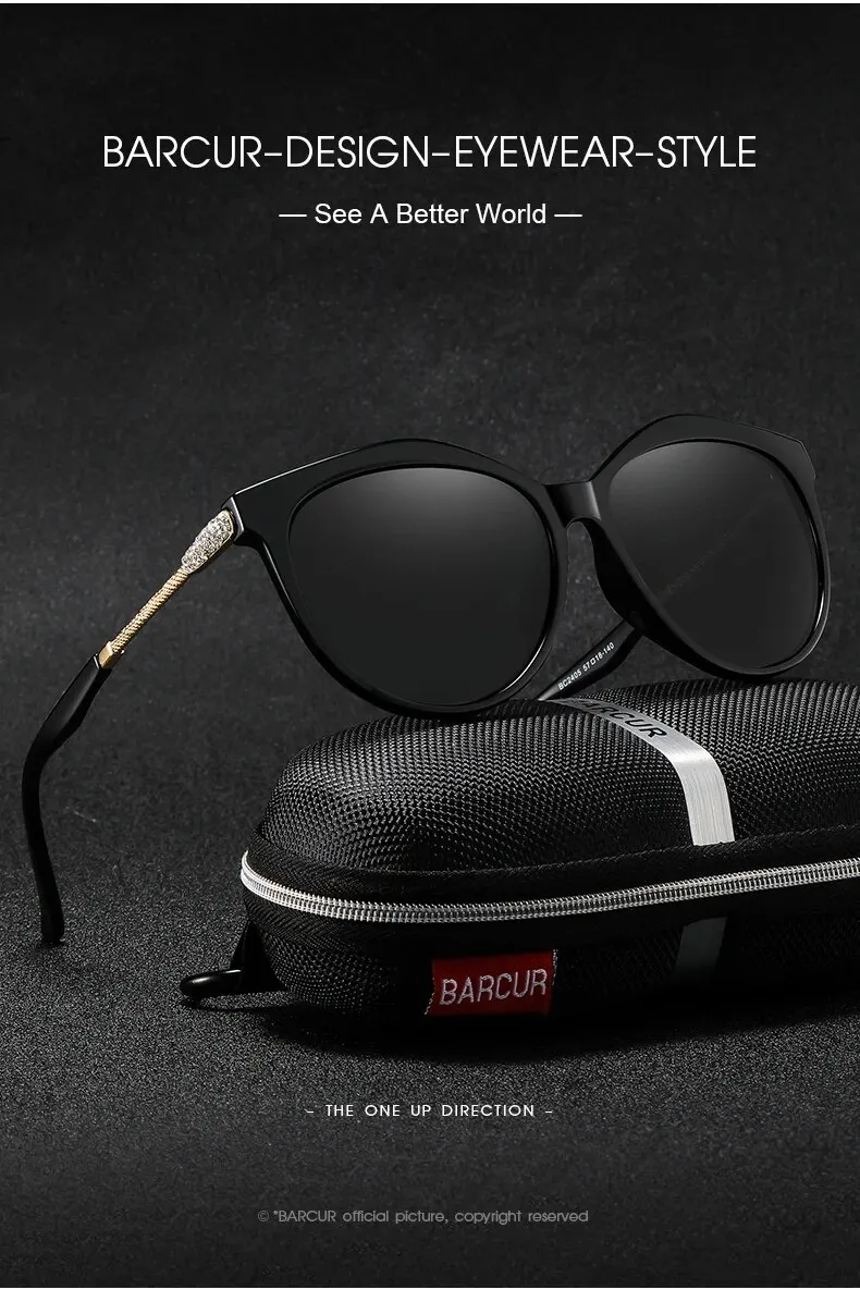 Barcur polarisierte Cat Eye Sonnenbrille Frauen Farbverlauf runde Sonnenbrille für Frauen oculos lunette de soleil femme – Detail 5