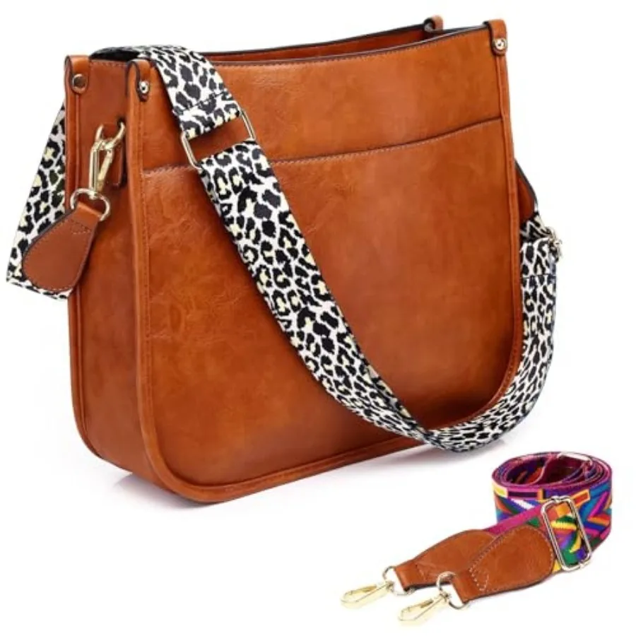 

AUYOCO Vegan Leather Crossbody Bags for Women, Crossbody Purse with Guitar Strap Zipped Pockets Handbag Shoulder Bag