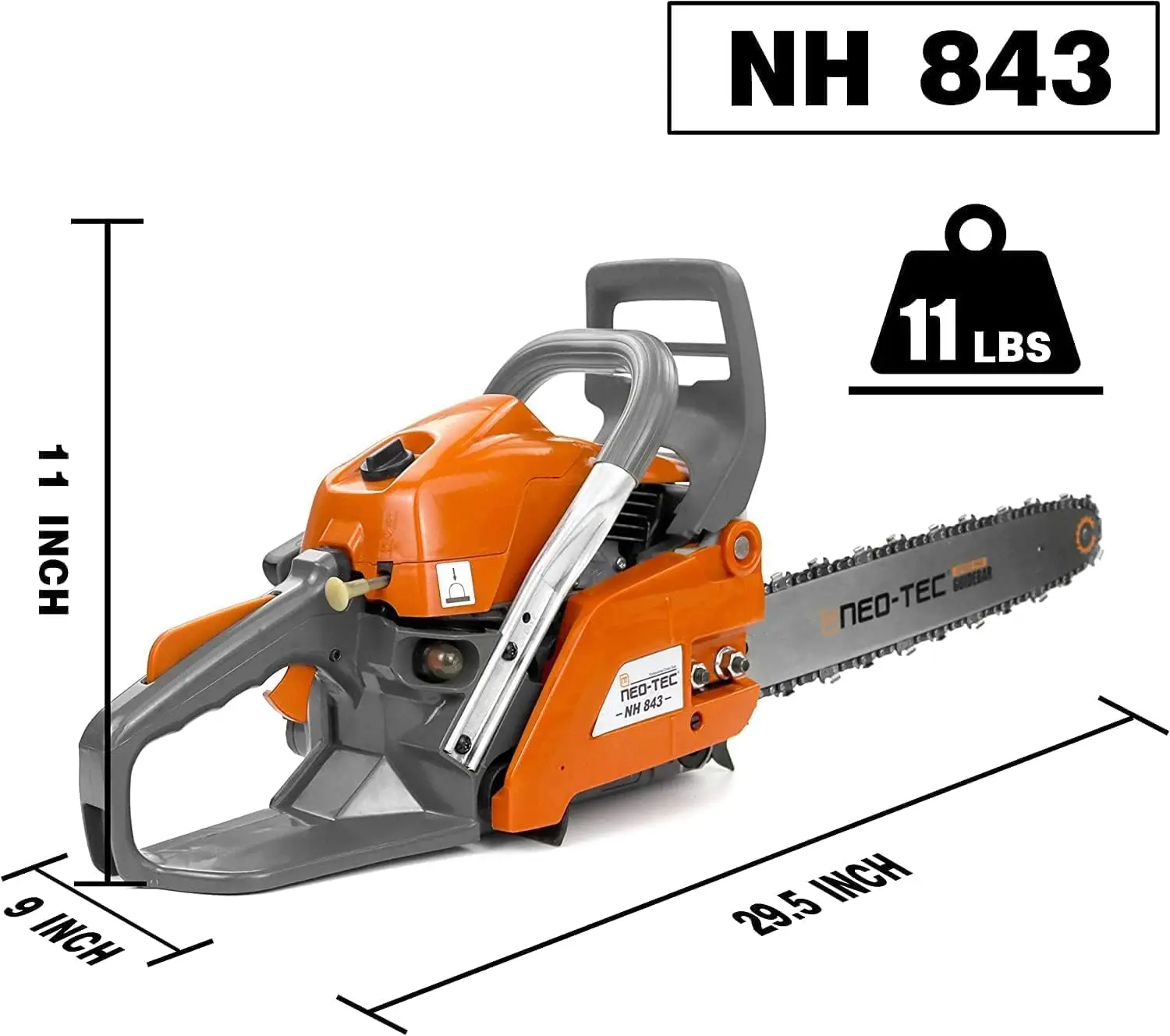 Neotec 43Cc Gas Chainsaw Nh843 With 16 Inch Guide Bar And Chain, Power Chain Saw 2.95Hp 2,2Kw 16