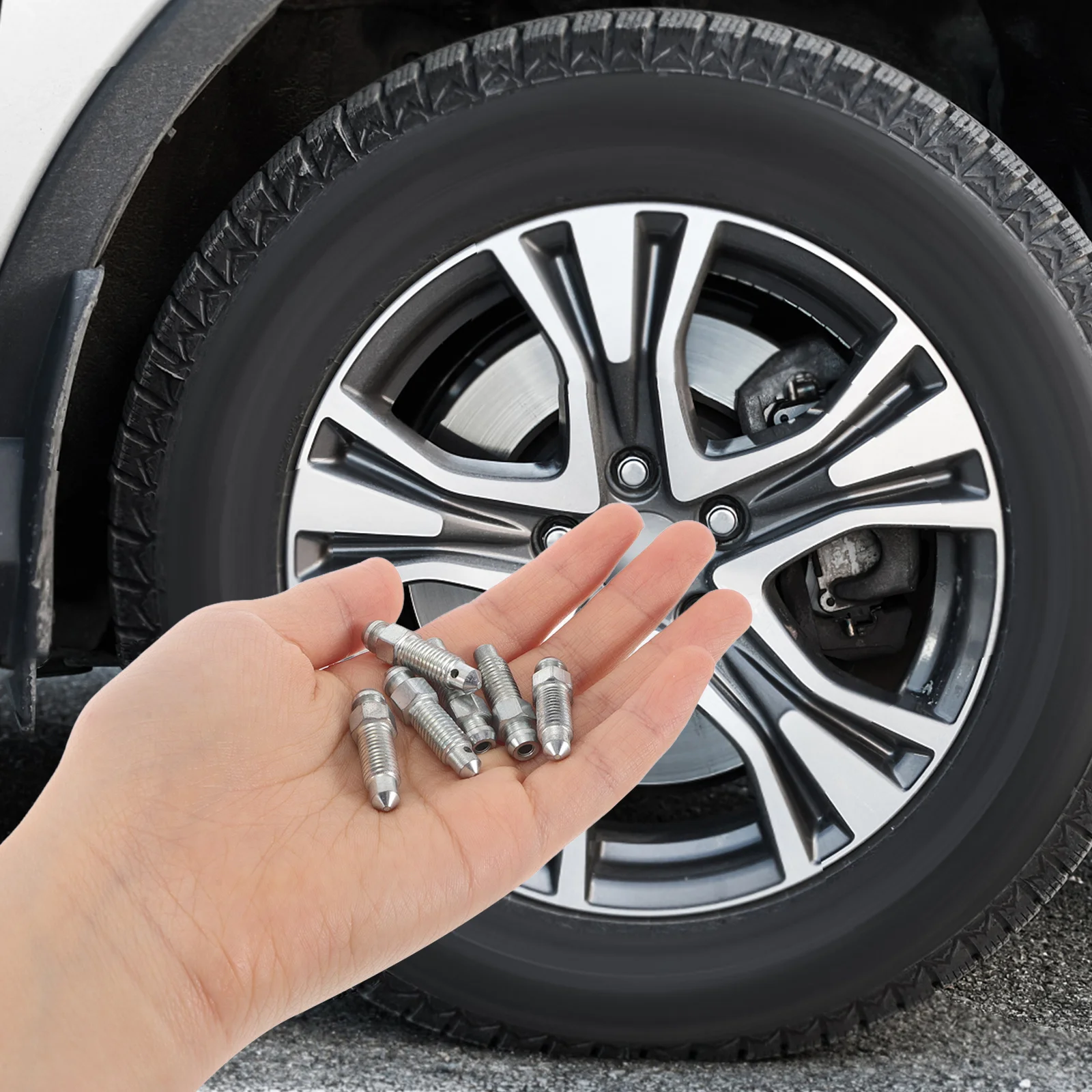 

6pcs Car Motorcycle Bleeder Screws Set Galvanized Iron 32Mm Brake Caliper Bleed Screw Replacement For Vehicle Brake Pump Disc