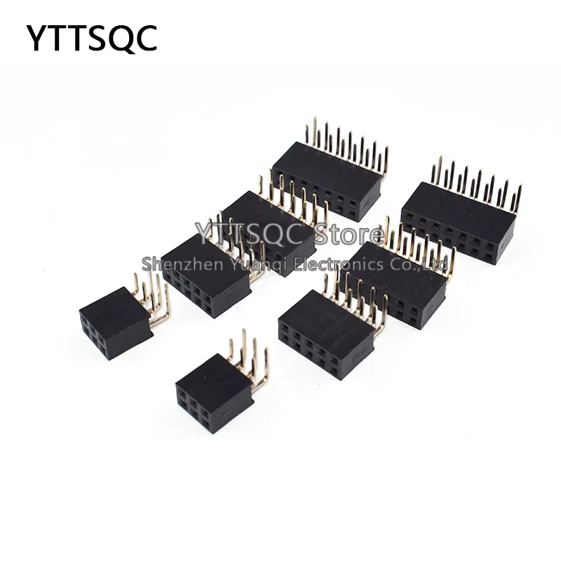 10PCS 2X2/3/4/5/6/7/8/9/10/20/25/30/40P PH8.5mm Double Row Right Angle Female Header 2.54MM PITCH Connector Socket Gold-plated