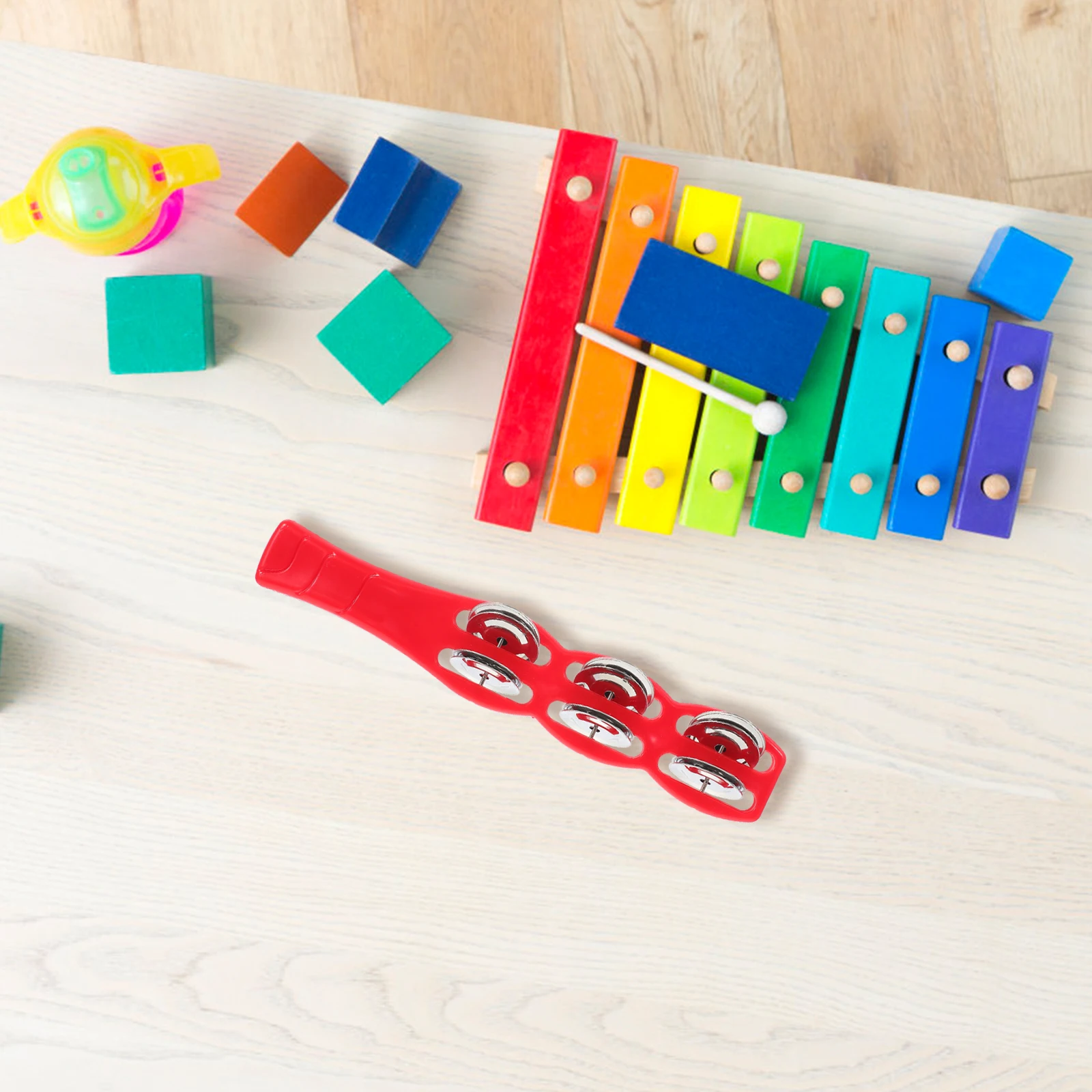 

6 Bell Cymbals Musical Stainless Steel Percussion Jingle Stick Shaker for Baby Kids Education Plaything Develop