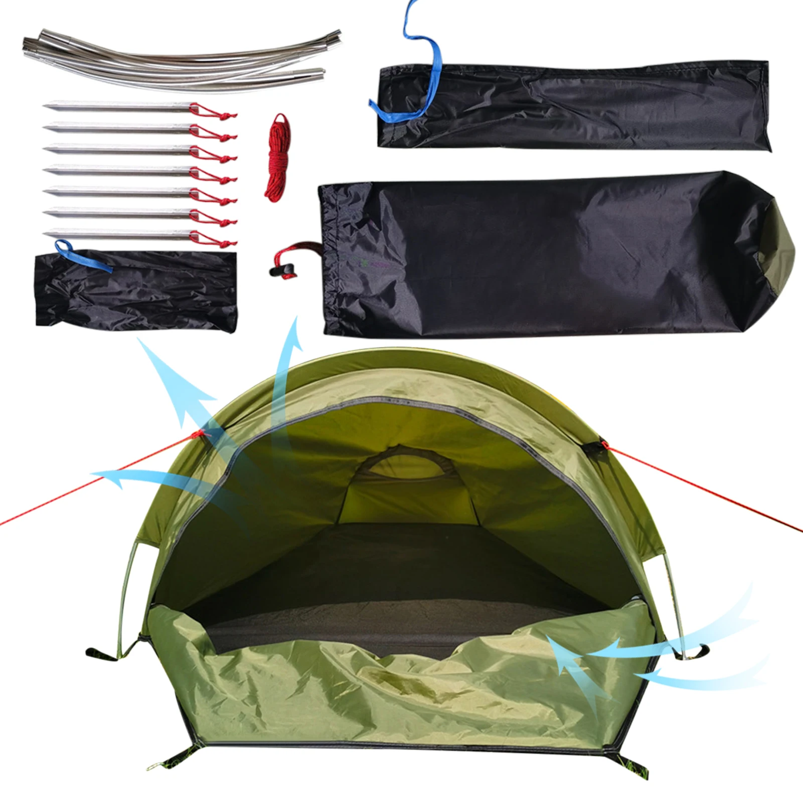 Ultralight Tent Backpacking Tent Outdoor Camping Sleeping Bag Tent Lightweight Single Person Bivvy BagTent